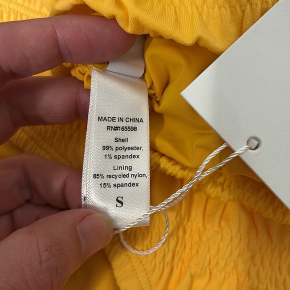 Andie Bikini Set Rye Top Classic Bikini Bottom Smocked Sunstruck Yellow sz Small - Picture 6 of 9